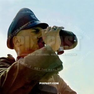 German army officer drinking water from his drink bottle. Nachrichten Abteilung Signals 297 Infantry Division. Russia 1941