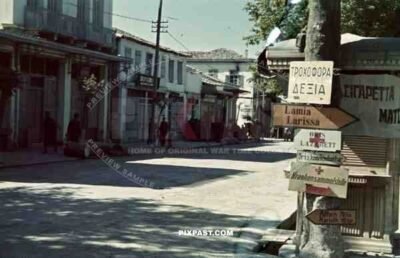 German army red cross hospital road signs in Greece 1942. Lamia, Larissa