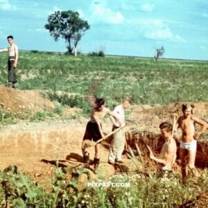 German army soldiers digging a fresh earth bunker for their accommodation in Estonia Eastern Europe 1943