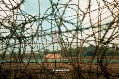 German barbed wire on the Westwall border France Germany. 1939. 14th infantry division