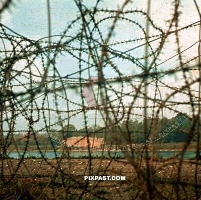 German barbed wire on the Westwall border France Germany. 1939. 14th infantry division