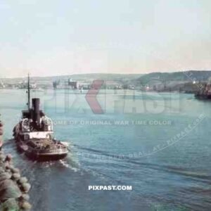 German cargo ship transporting troops into Oslo Norway May 1940. Invasion of Norway. Operation Weserubung