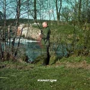 German soldier of the 4th Panzer Division rest beside River in France. 1940.