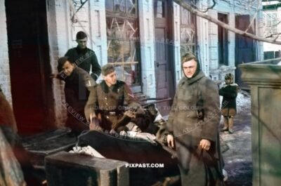 German soldiers collecting winter cloths for Stalingrad soldiers. Winter 1942. 297 Infantry Division