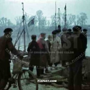 German soldiers inspect fishing harbour near Niort, France, 1941, 22nd panzer division,