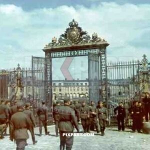 German soldiers touring through the gates of Palace of Versailles. France 1940