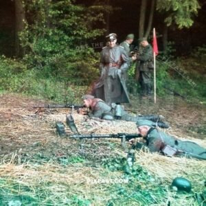 German soldiers training with Mg34 machine gun beside the France Germany border. Westwall. 14th infantry division