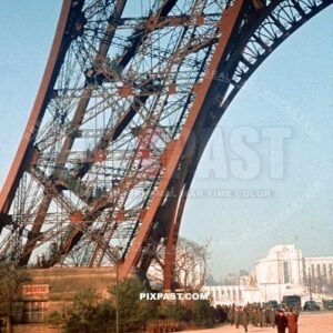German soldiers visiting the Eiffel Tower Paris France 1940
