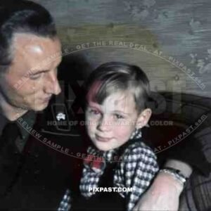Germany 1944 Panzer Tank officer in black tunic totenkopf death head skull visit son family pink piping