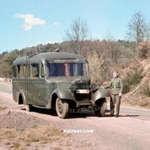 Germany army Ford BB Omnibus bus transport. Logisitcs army unit. France Septemeber 1940