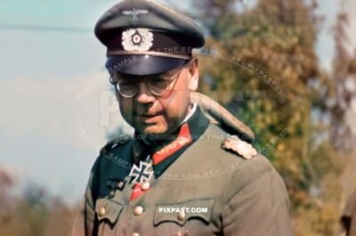 Germany army General Knights Cross Winner Erich Brandenberger inspecting the 8th Panzer Division. Russia 1942