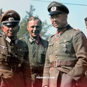 Germany army General Knights Cross Winner Erich Brandenberger inspecting the 8th Panzer Division. Russia 1942