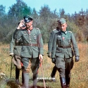 Germany army General Knights Cross Winner Erich Brandenberger inspecting the 8th Panzer Division. Russia 1942