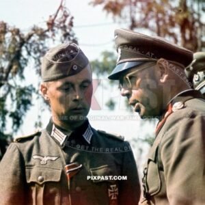 Germany army General Knights Cross Winner Erich Brandenberger inspecting the 8th Panzer Division. Russia 1942