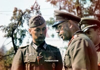 Germany army General Knights Cross Winner Erich Brandenberger inspecting the 8th Panzer Division. Russia 1942