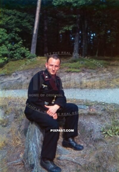 Germany army tank Panzer officer in panzer uniform. Berlin Germany 1942