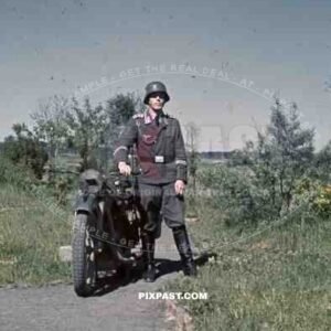 Hamburg Germany 1942 Luftwaffe Flak officer helmet BMW motorbike KRADMELDER