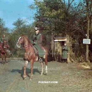 Hauptmann Kammerer on horse back. Inspecting Westwall Bunker. 1939.  14. infantry division Frankreich 1941 Art. Rgt. 205