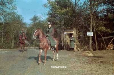 Hauptmann Kammerer on horse back. Inspecting Westwall Bunker. 1939. 14. infantry division Frankreich 1941 Art. Rgt. 205