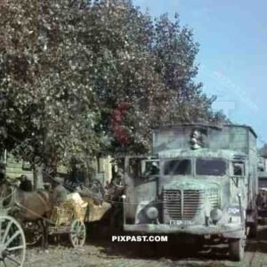 Heavy truck on retreat through Bryansk, Russia 1944