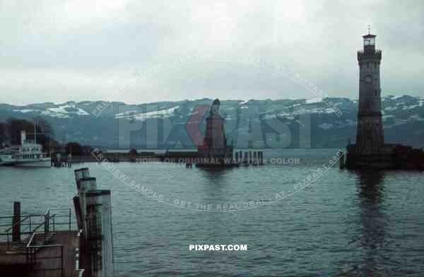 Höglwörth, Bayern, Bavaria, 1939, Am Lidenauer Hafen, Bodensee, Harbour, Lyon statue, Lighthouse,