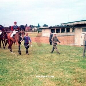 Horse Racing Jockey in Deutsches Derby Hamburg Horn  Rennbahn race course. June 1939