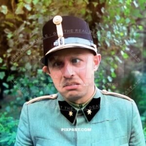 Hungarian WW2 army artillery officer. Hadnagy Second Lieutenant. Funny face. Budapest Hungary 1942
