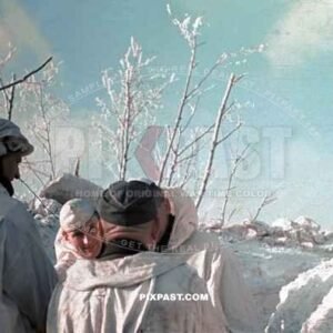 Infantry in winter camo. 285. Sicherungsdivision. Gruppe Scheer. Inf. Regiments 322. Leningrad Front. Gankovo. 1941