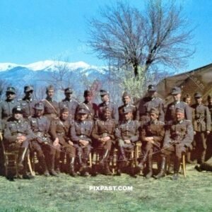 Invasion of Greece 1941. 304 Schutzen Regiment. 2nd Panzer Division.  Gebirgsjager officers with Bulgarian officers
