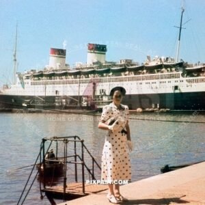 Italian steam liner Ship Conte di Savoia in Venice Italy 1940, 8th June