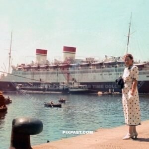 Italian steam liner Ship Conte di Savoia in Venice Italy 1940, 8th June