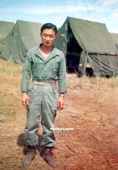 Japanese American born US army translator in New Guinea  1944. Thirteenth Expeditionary Air Force 13 EAF