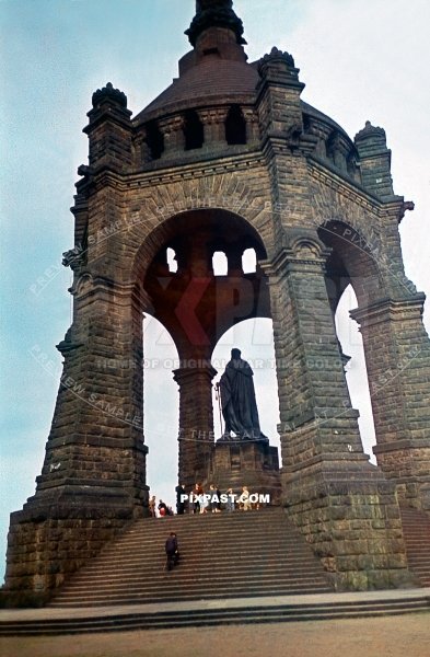 Kaiser Wilhelm Monument Kaiser Wilhelm Denkmal in Porta Westfalica Germany June 1939