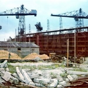 Large German construction site building a new submarine Uboat bunker France 1942.