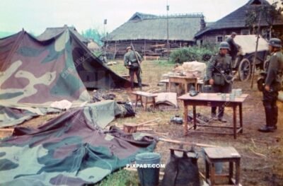 Large German medical army tent in Russia. Zeltbahn. Doctor Schone Arztes 33. Infantry Division San.Kp. 126 Russia 1941