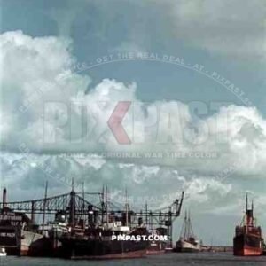 Large transport ship in harbour of Port of Skagen Denmark 1942