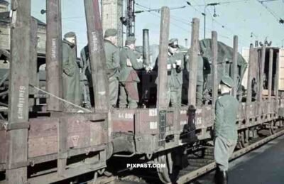 Leipzig Main Train Station Hauptbahnhof wagons cargo supply carts Germany 1941