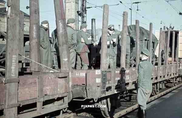 Leipzig Main Train Station Hauptbahnhof wagons cargo supply carts Germany 1941