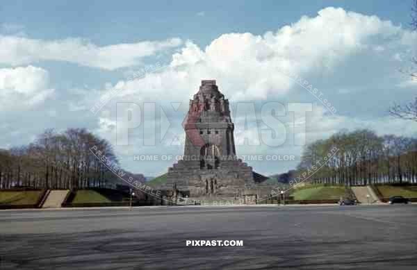 Leipzig Volkerschlachtdenkmal, Battle of Nations Monument Germany 1938 color agfacolor