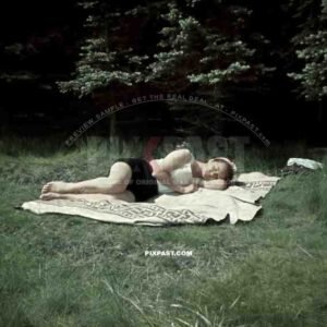 Leipzig sleeping lady summer Rosental park blanket Germany 1940 color agfacolor