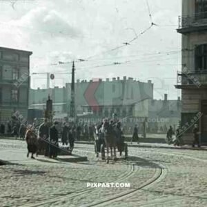 Lotz Ghetto Poland 1941 street life Ulica Zgierska corner Plac Koscielny