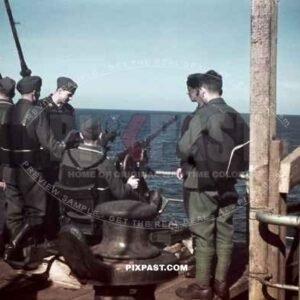 Luftwaffe Flak unit with 2-cm-Flak 38 cannon on board a troop ship sailing on the Mediterranean Sea to Libya 1941