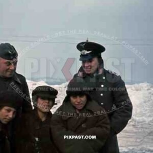 Luftwaffe Hauptmann Rolf mit Rußdorfer, Januar 1940. From Flakgruppe Memmingen Flakgruppe. Winter