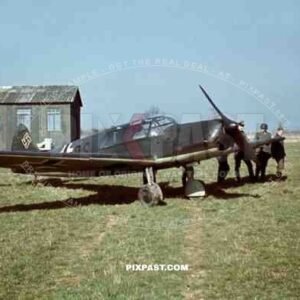 Luftwaffe Messerschmitt Bf 108 single-engine sport and touring aircraft land beside Lindau Barracks Germany 1943