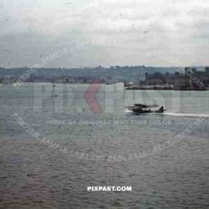Luftwaffe airboat landing at the harbour of Cherbourg, France 1941