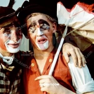 Luftwaffe security forces dressed as clowns in fashion party. Arado Flugzeugwerke Zweigwerke Potsdam Babelsberg 1942