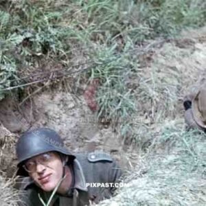M42 Helmet Canteen Foxhole Normandy France 1944 German Wehrmacht medic sanitater