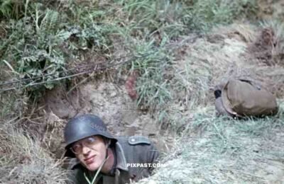 M42 Helmet Canteen Foxhole Normandy France 1944 German Wehrmacht medic sanitater