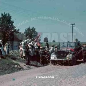 Medium Personnel Carrier Kfz.16 Car, 103 Schutzen Regiment 14th Panzer Division, Russian village, BMW sidecar motorbike,