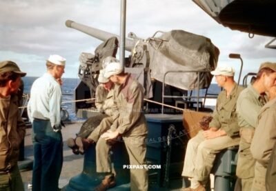 Members of the Thirteenth Expeditionary Air Force 13 EAF sailing back to USA San Francisco from Philippines 1945